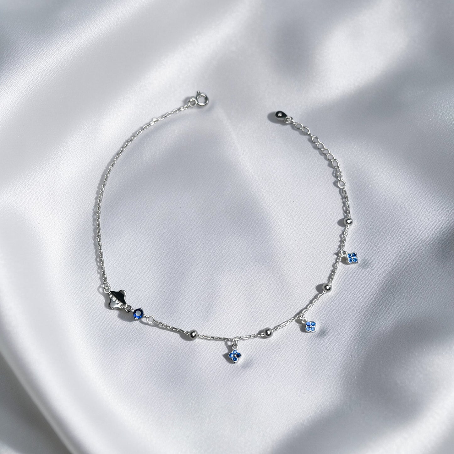 TOBILLERA PLATA CIRCONES TAILANDES