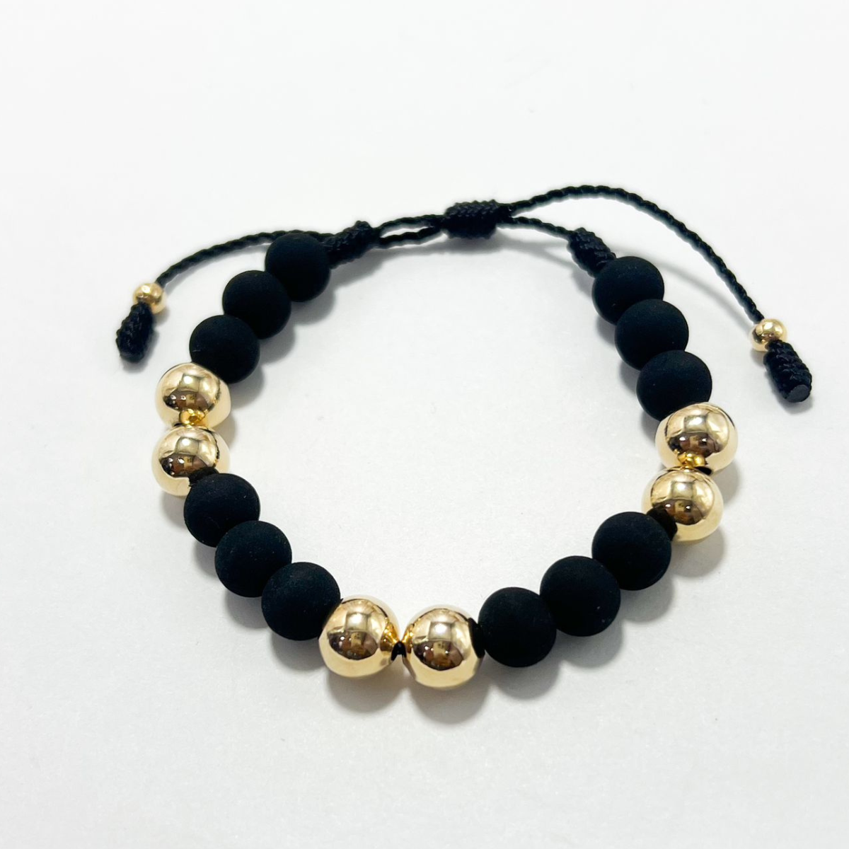 PULSERA TEJIDA ORO LAMINADO 18K BALIN 8MM