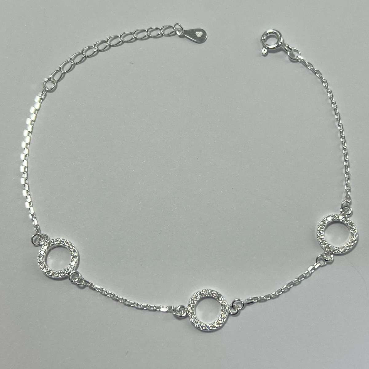 PULSERA CON DIJE DE CIRCULOS PLATA LEY 925
