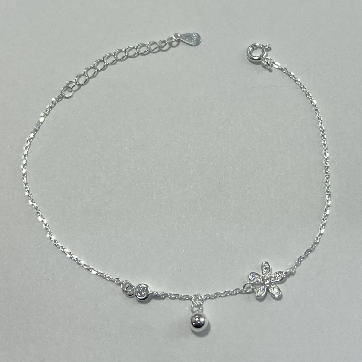 PULSERA FLOR PLATA LEY 925