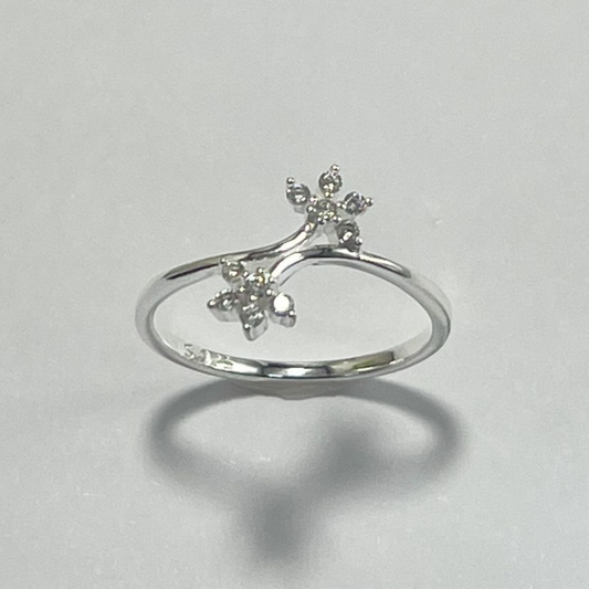 ANILLO DE PLATA 2 FLORES CON MICRO CIRCONES