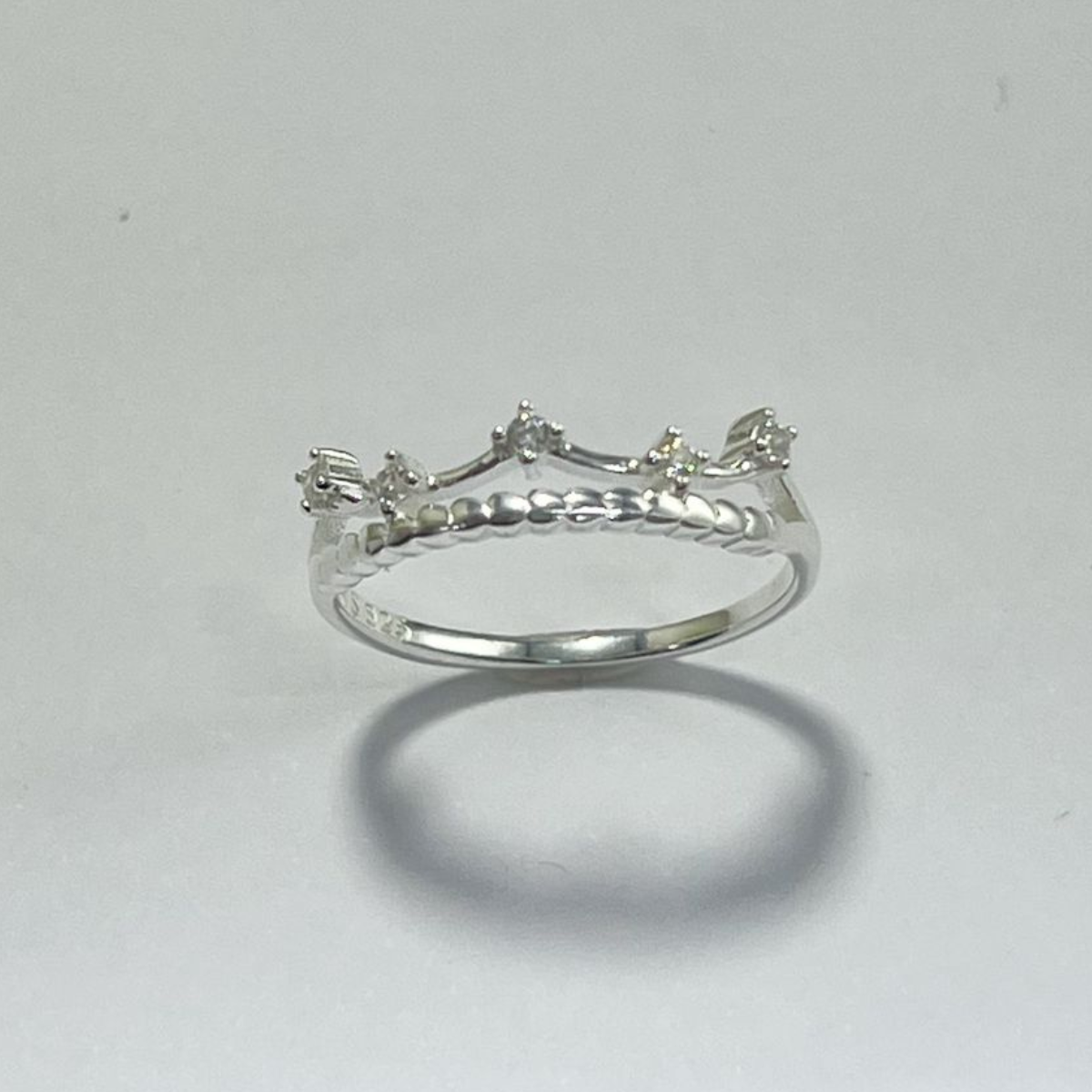 ANILLO CORONA PLATA LEY 925 CON MICRO CIRCONES