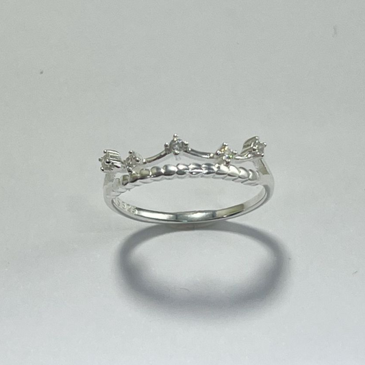 ANILLO CORONA PLATA LEY 925 CON MICRO CIRCONES