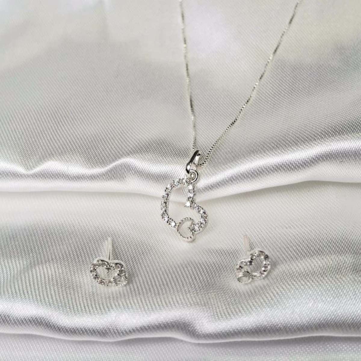 JUEGO EN PLATA LEY 925 CORAZÓN