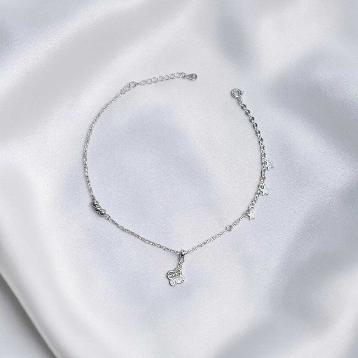 TOBILLERA PLATA CIRCONES TAILANDES