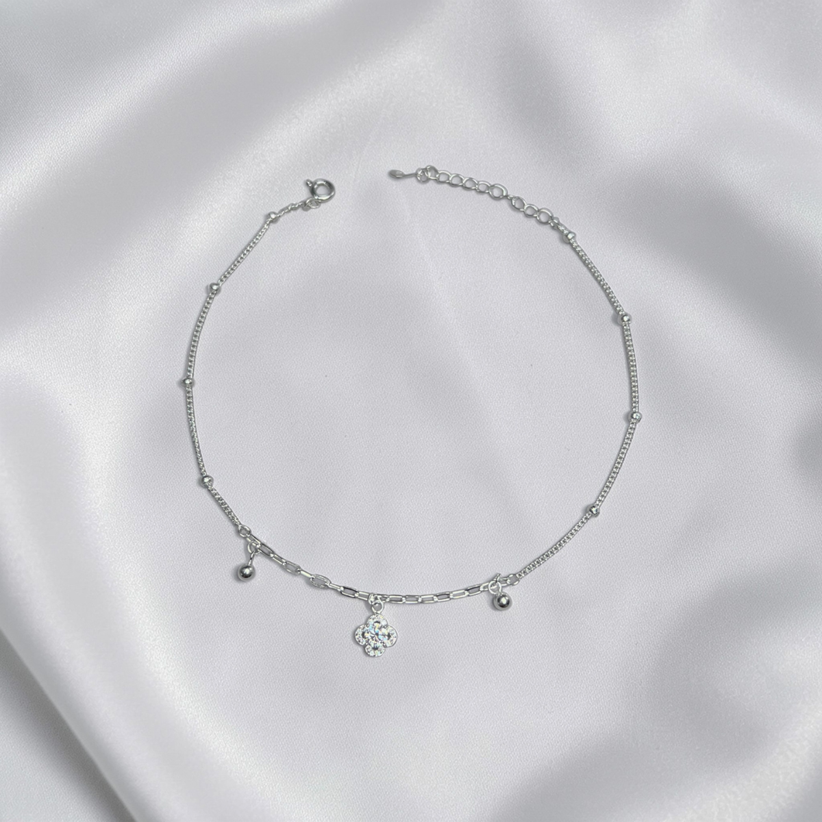 TOBILLERA PLATA CIRCONES TAILANDES