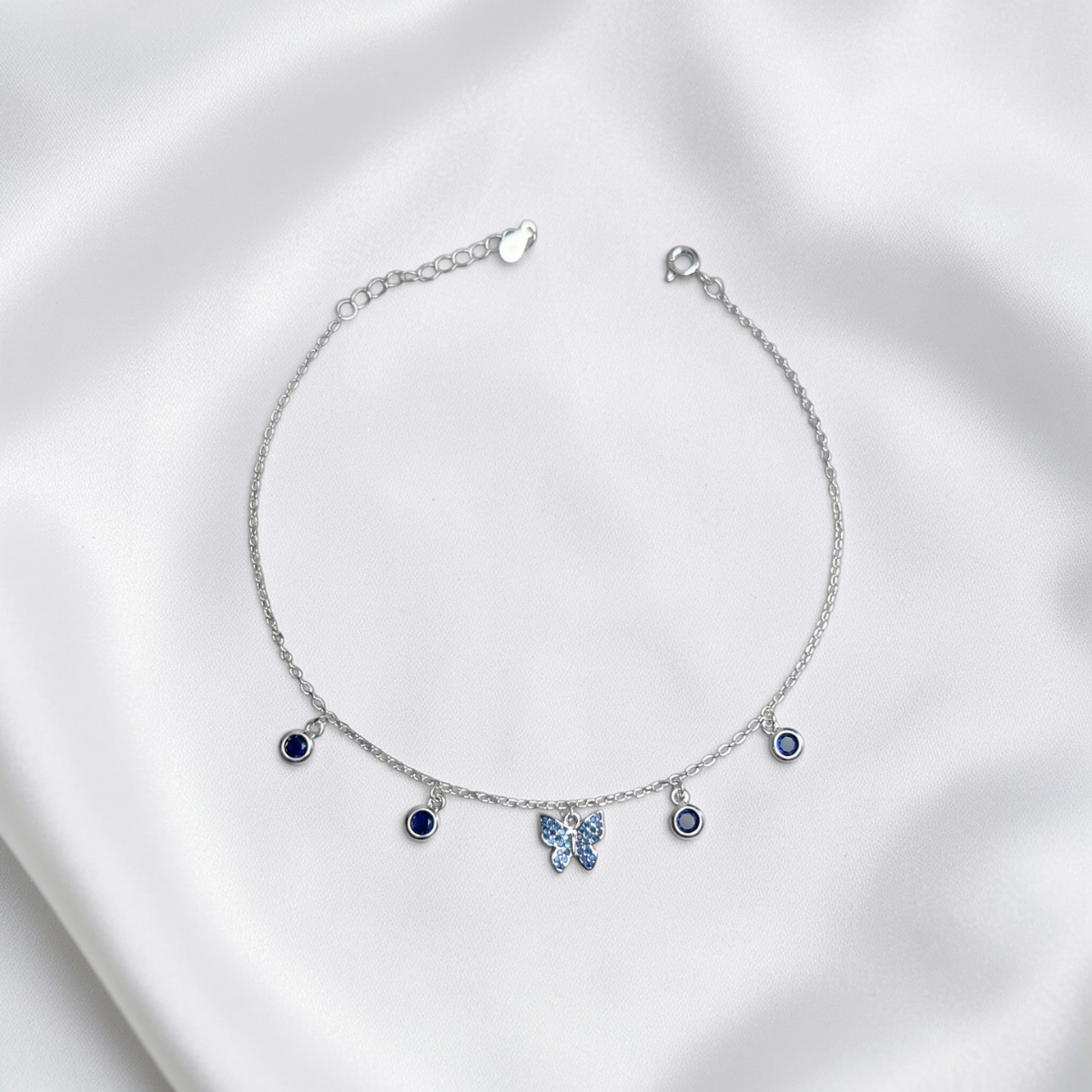 TOBILLERA PLATA CIRCONES TAILANDES