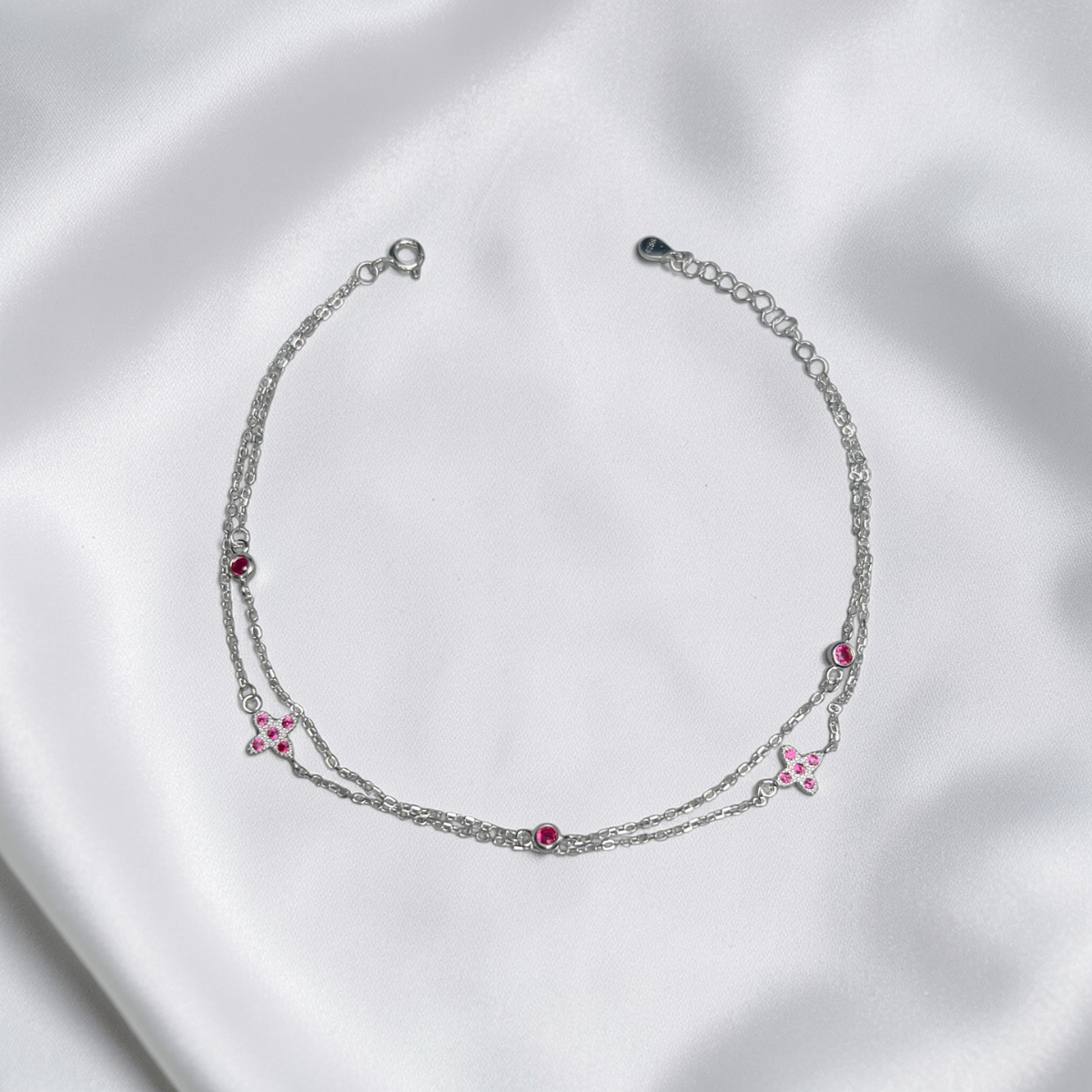 TOBILLERA PLATA CIRCONES TAILANDES