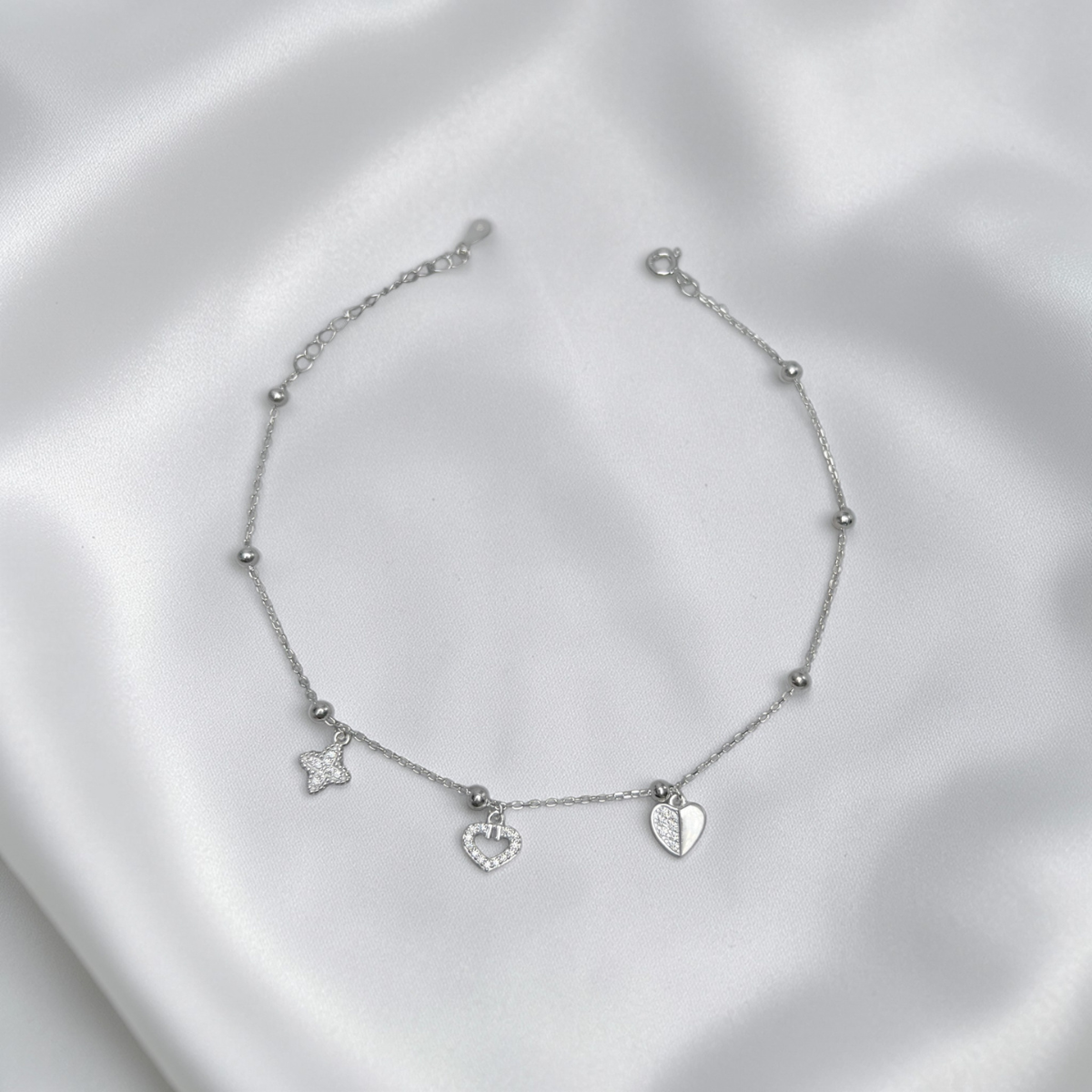 TOBILLERA PLATA CIRCONES TAILANDES