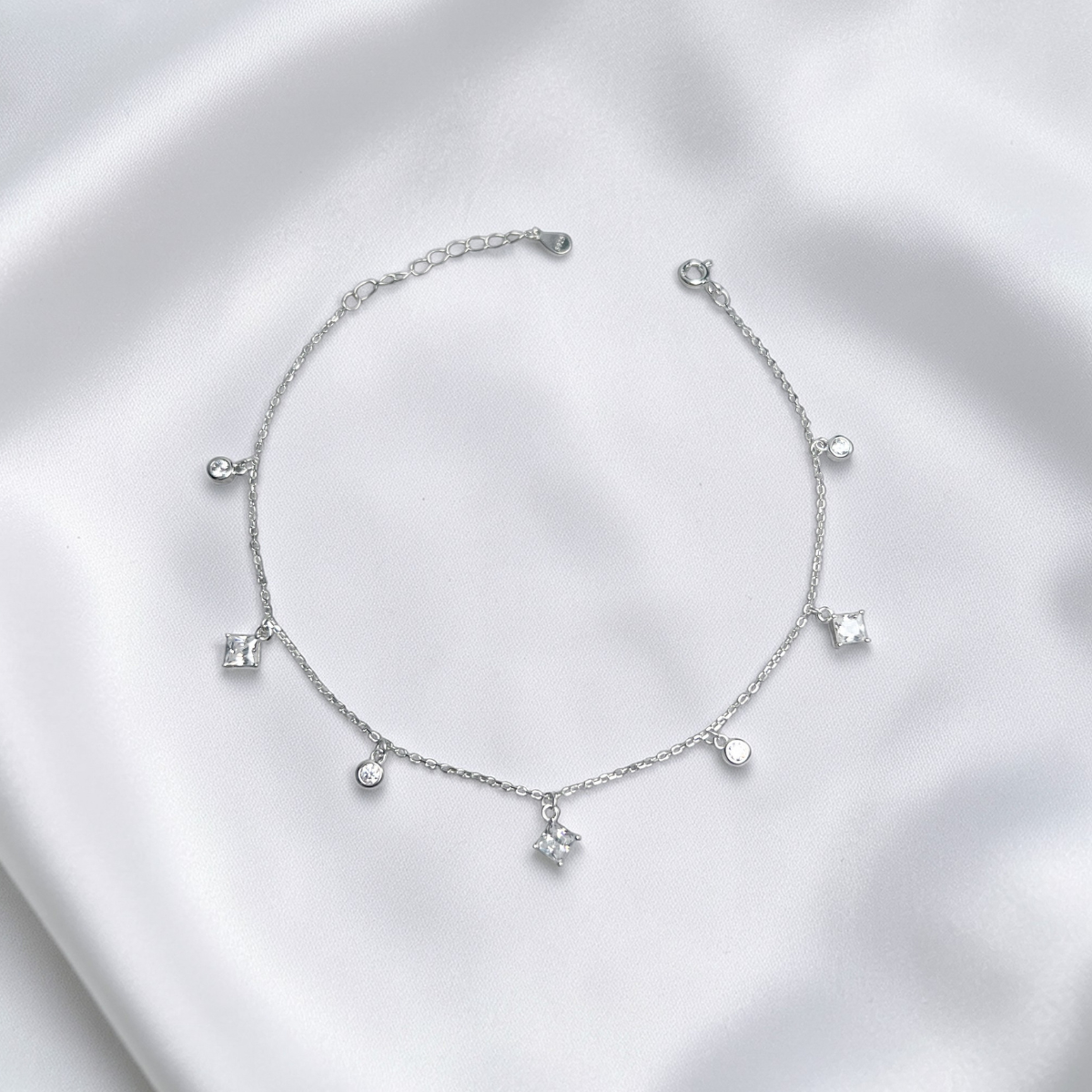 TOBILLERA PLATA CIRCONES TAILANDES