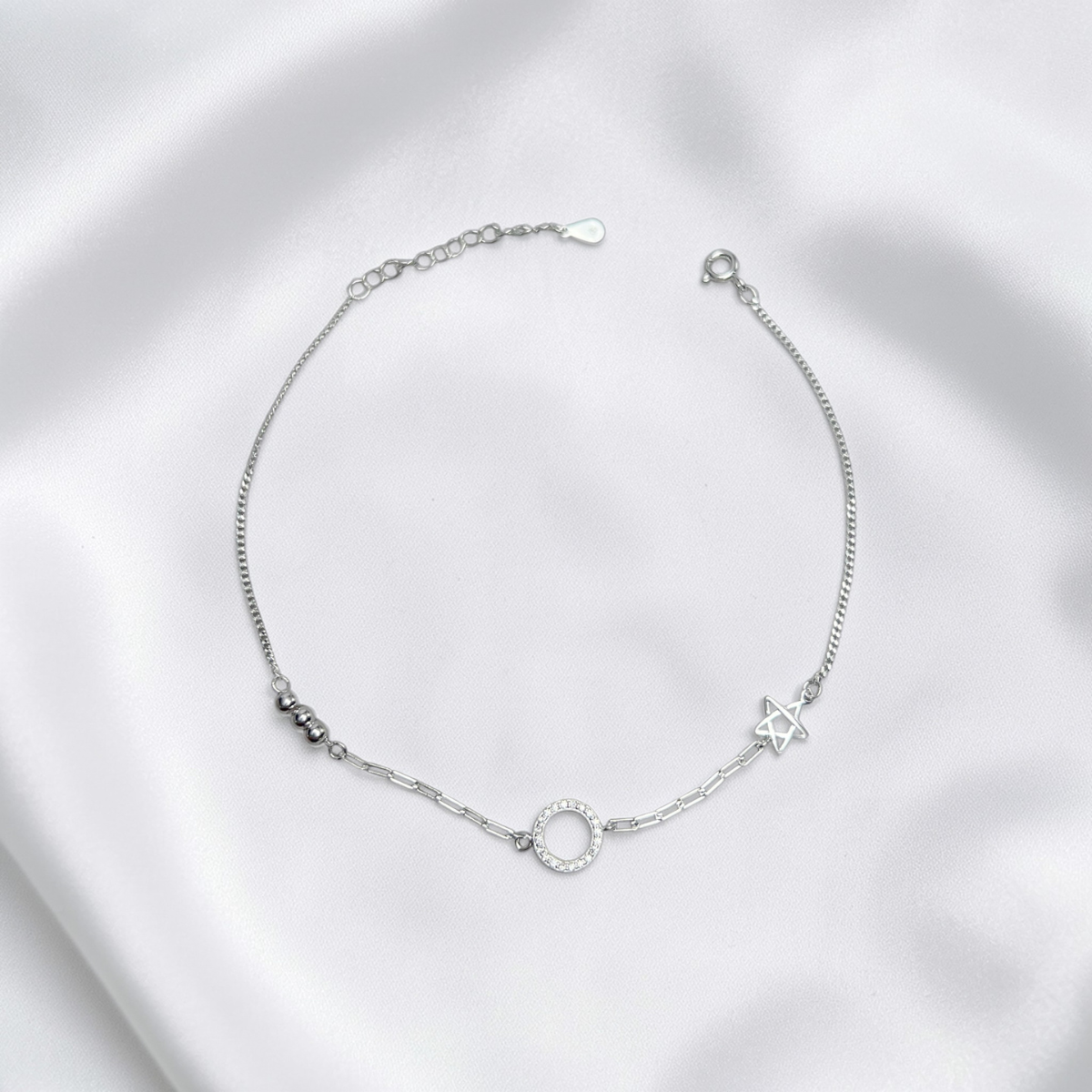 TOBILLERA PLATA CIRCONES TAILANDES