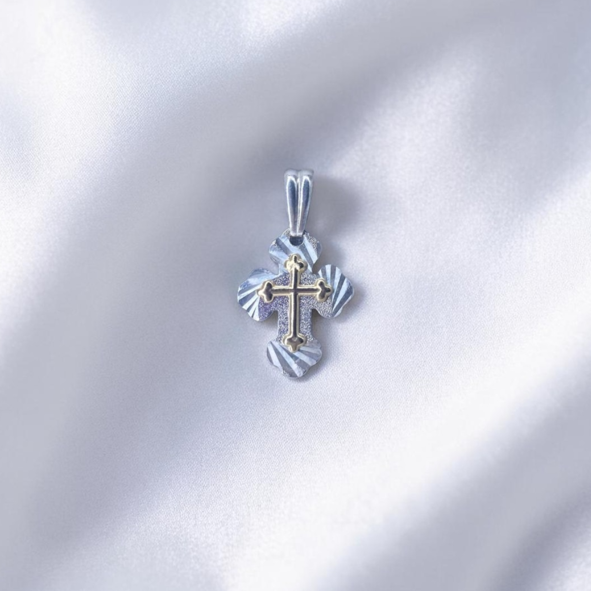 DIJE ORO PLATA DIAMANTADO CRUZ