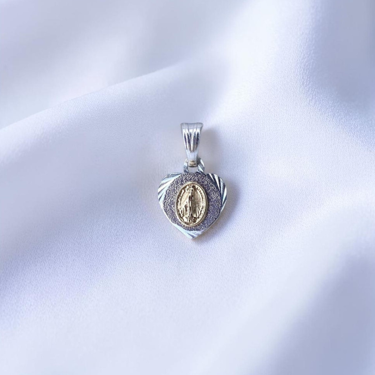 DIJE ORO PLATA DIAMANTADO CORAZON MILAGROSA