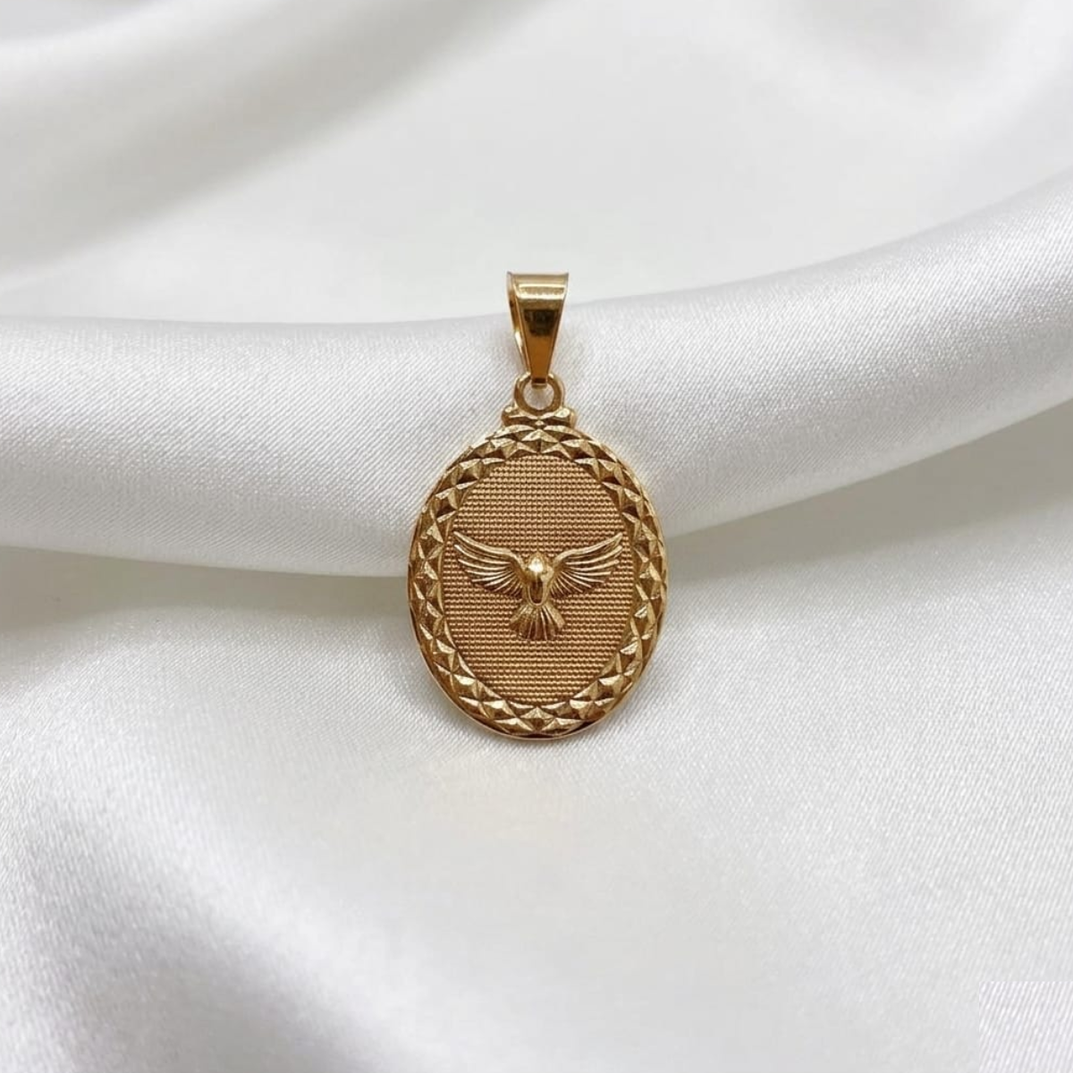 MEDALLA OVALO ESPIRITU SANTO ORO LAMINADO 18K