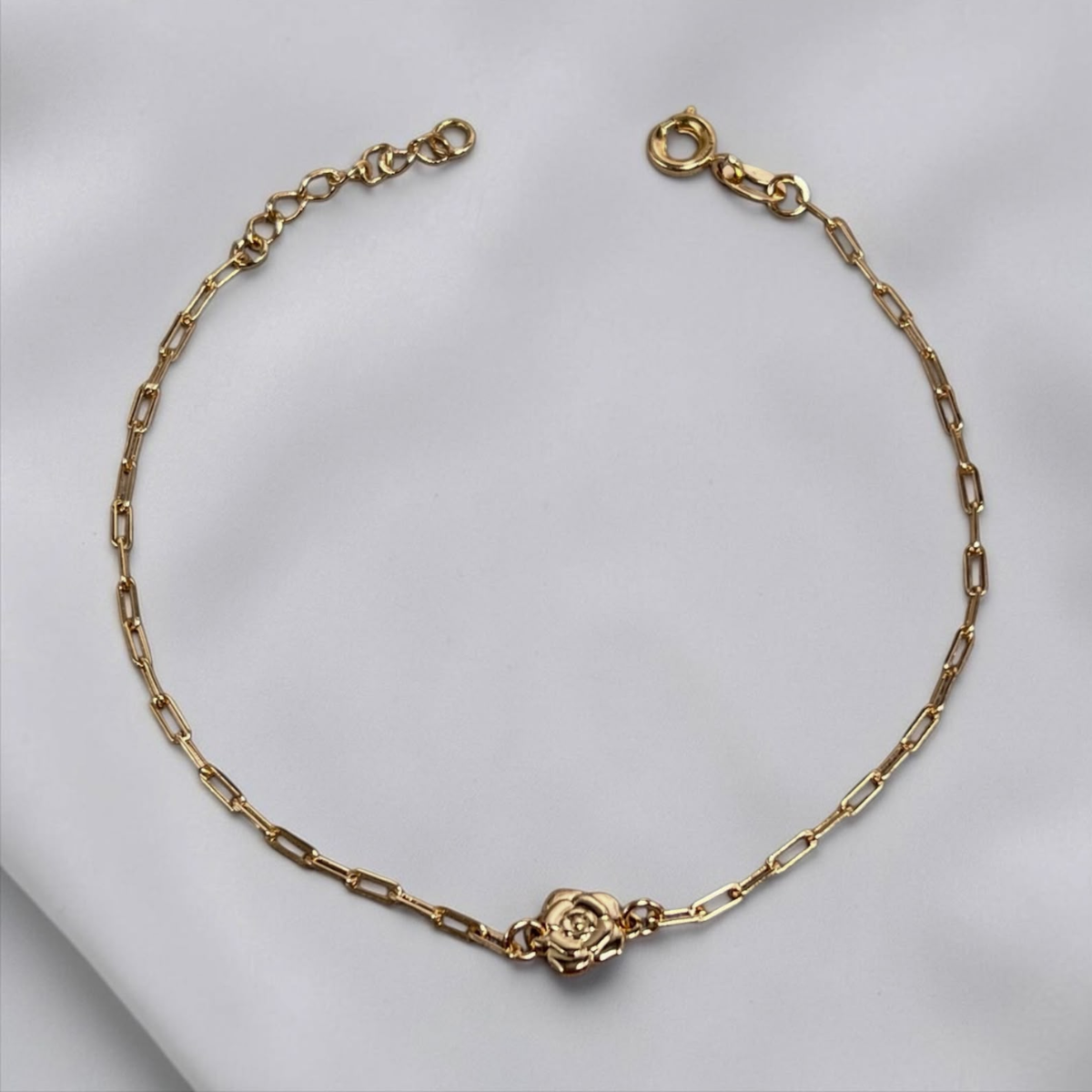 PULSERA DIJE ROSA ORO LAMINADO 18K