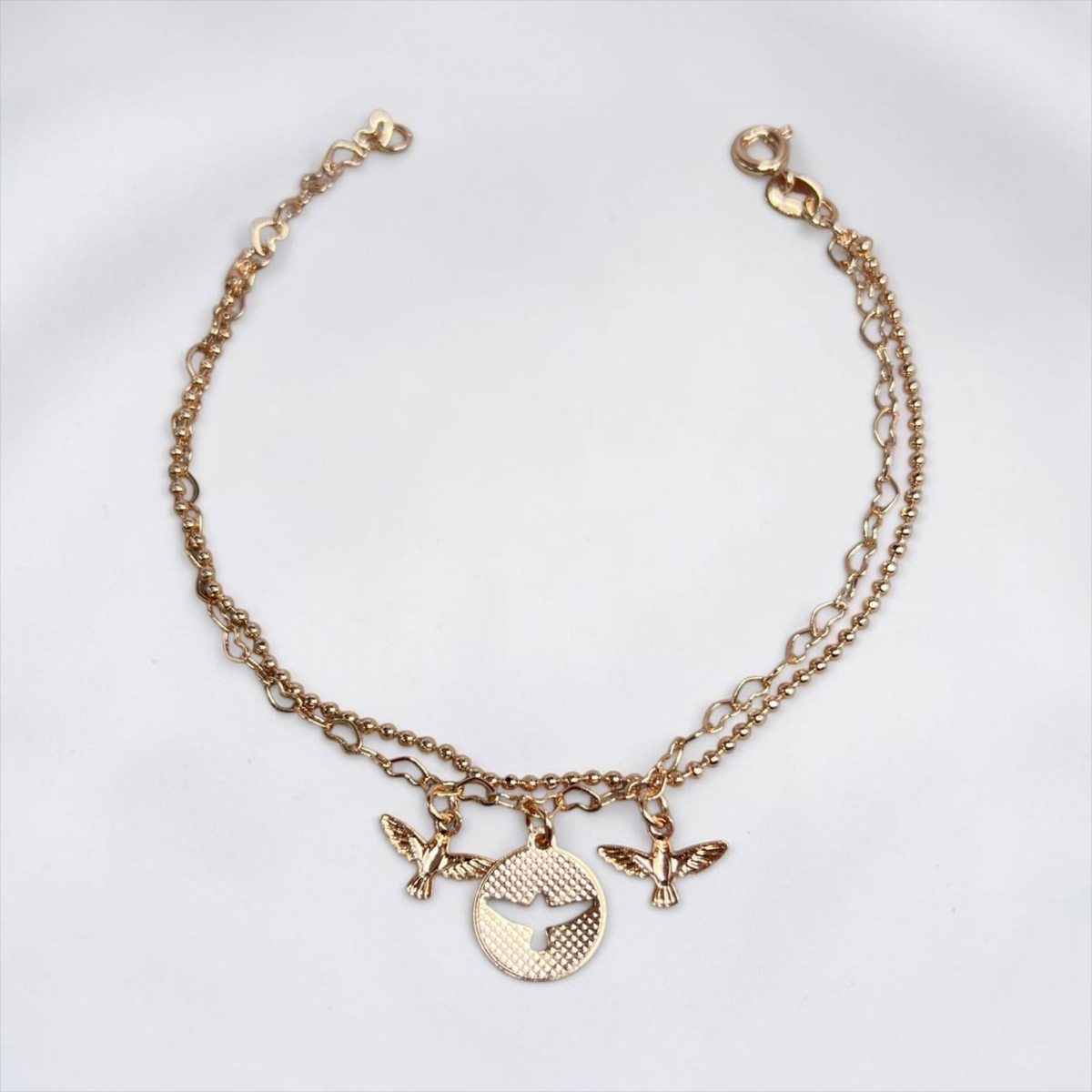 PULSERA DIJE ESPIRITU SANTO COLGANTE ORO LAMINADO 18K