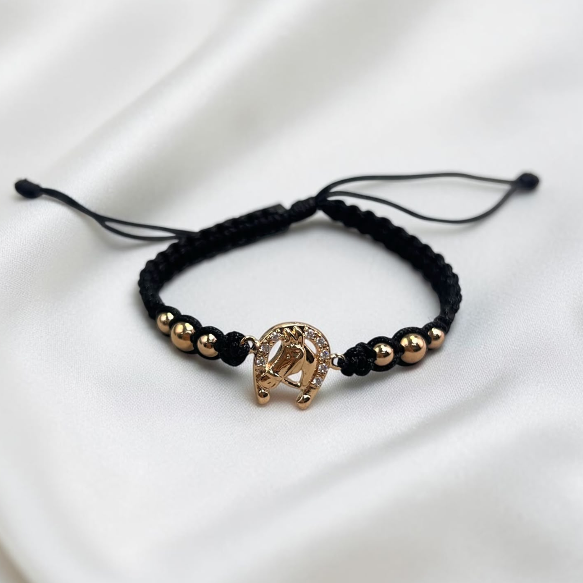PULSERA ORO LAMINADO 18K HERRADURA CABALLO TEJIDA
