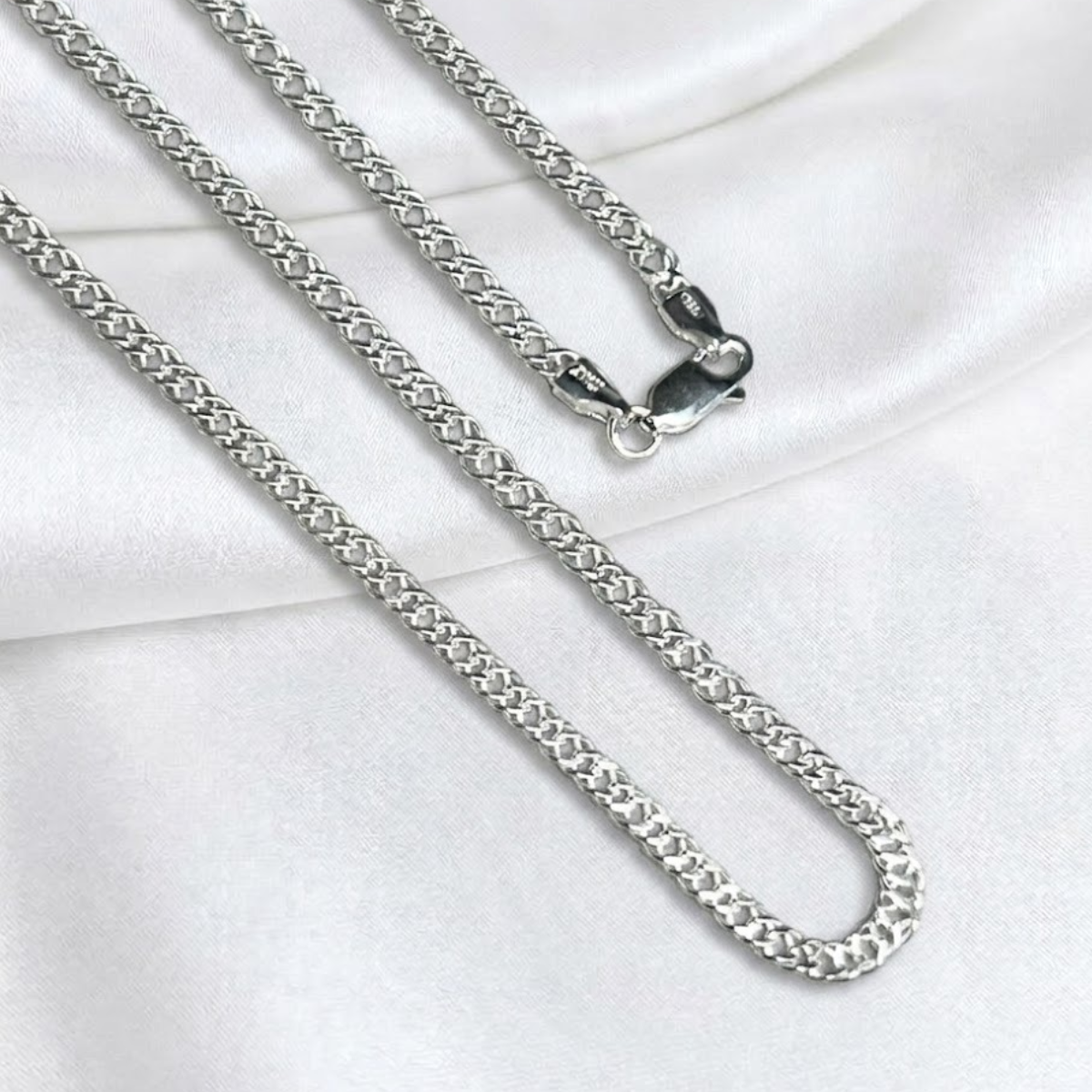 CADENA PLATA DOBLE ESLABON 60CM LARGO