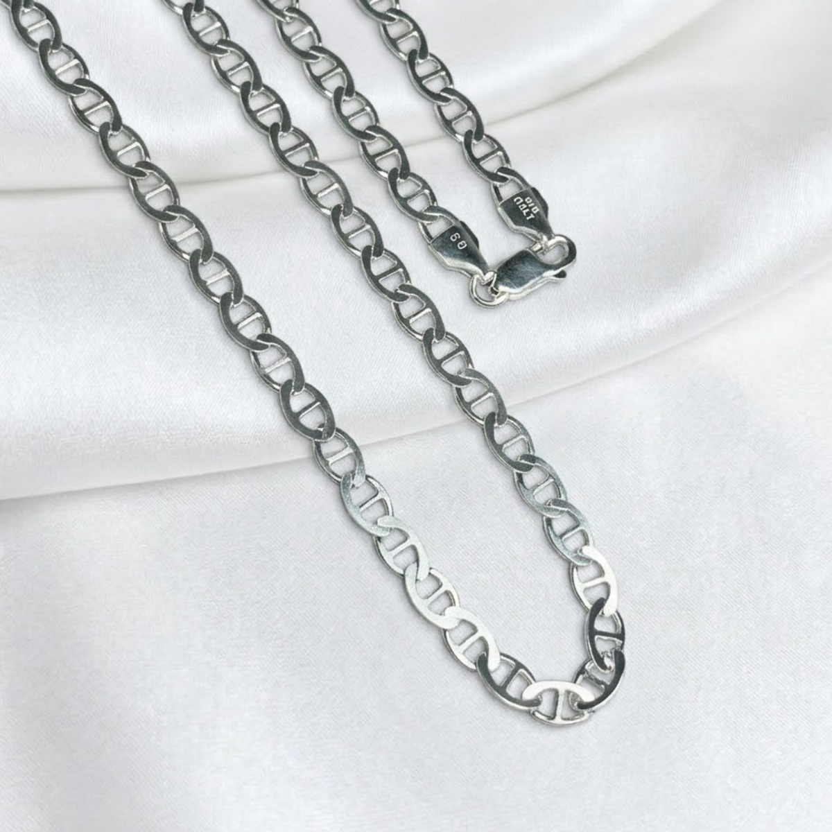CADENA PLATA ESCALERA 60CM LARGO