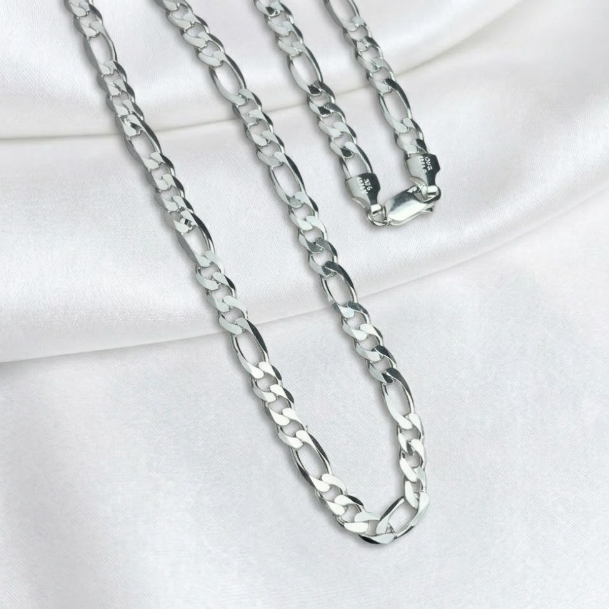 CADENA PLATA FIGARO 60CM LARGO