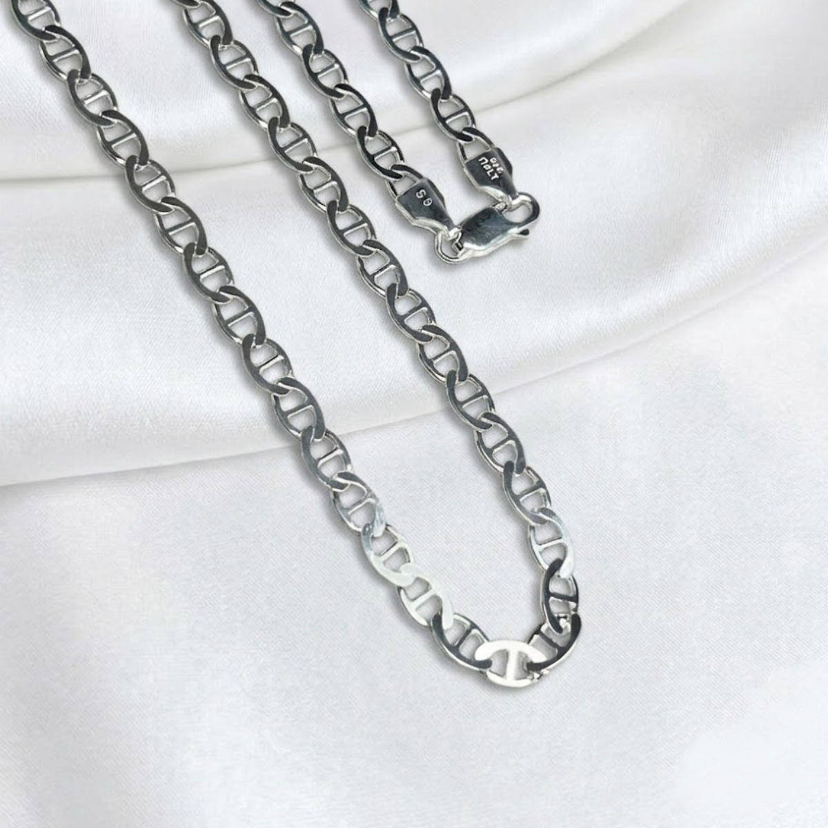 CADENA PLATA ESCALERA 60CM LARGO