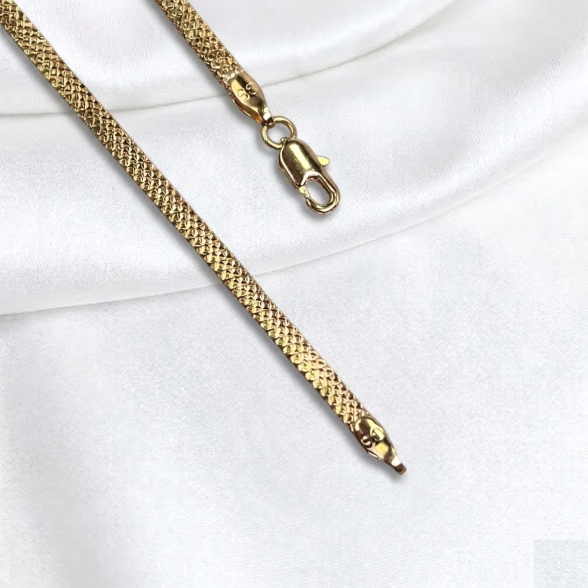 CADENA ESPIGA RIGIDA ORO LAMINADO 18K