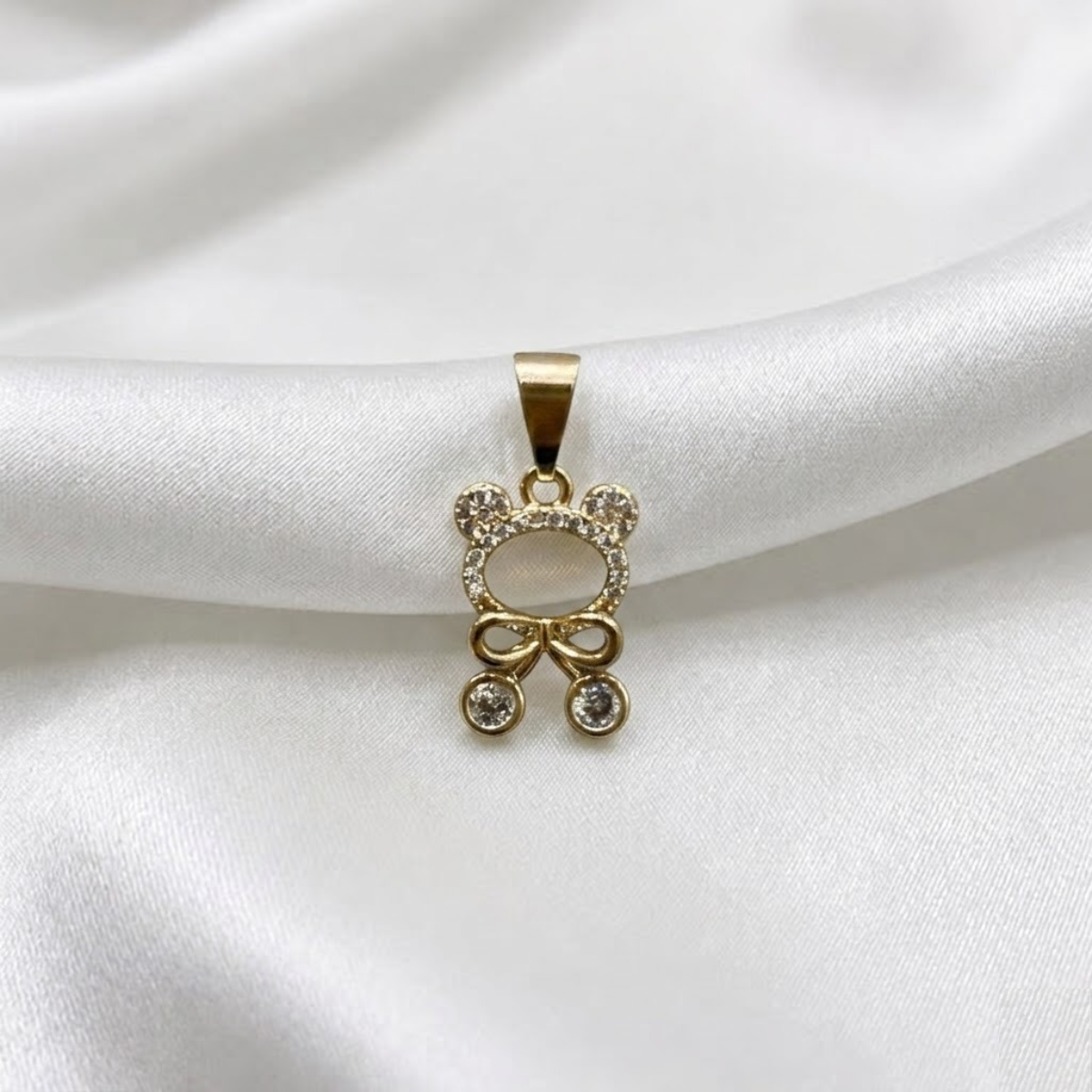 DIJE CARITA DE OSO MOÑO MICROCIRCON ORO LAMINADO 18K