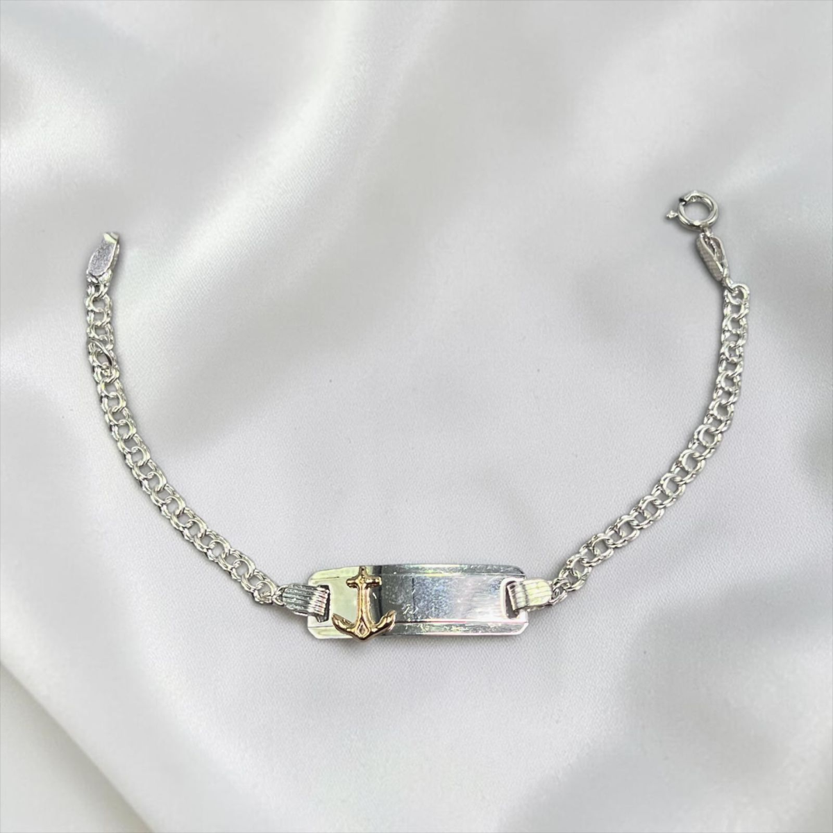 PULSERA PLACA BEBÉ LAMINILLA ANCLA