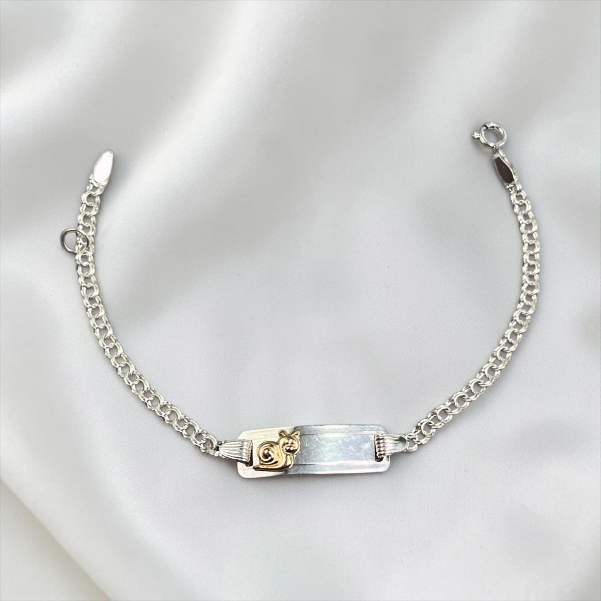 PULSERA PLACA BEBÉ LAMINILLA CARACOL