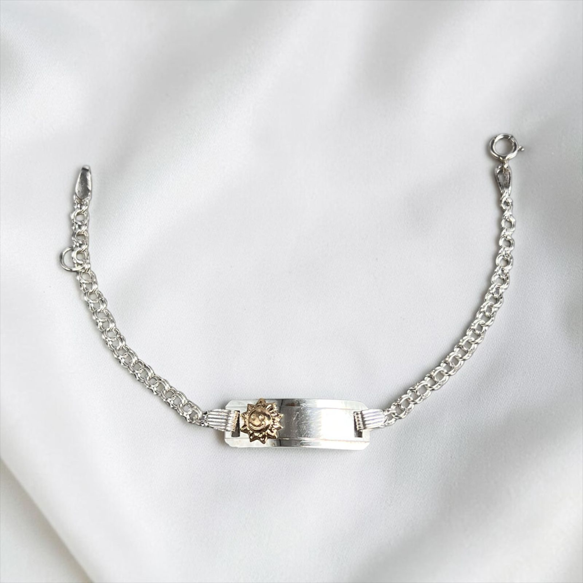 PULSERA PLACA BEBÉ LAMINILLA SOL