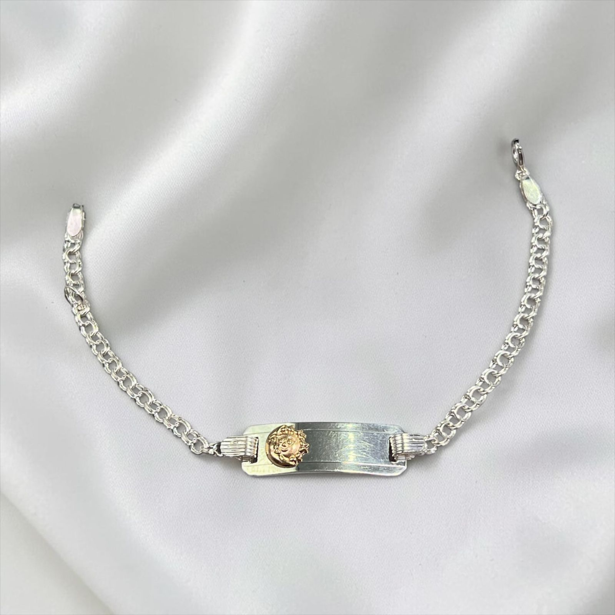 PULSERA PLACA BEBÉ LAMINILLA SOL Y LUNA
