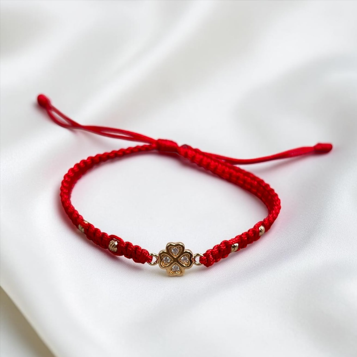 PULSERA ORO LAMINADO 18K TREBOL TEJIDA
