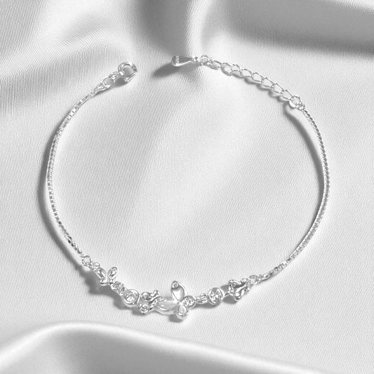 PULSERA CIRCONES Y MARIPOSA PLATA LEY 925