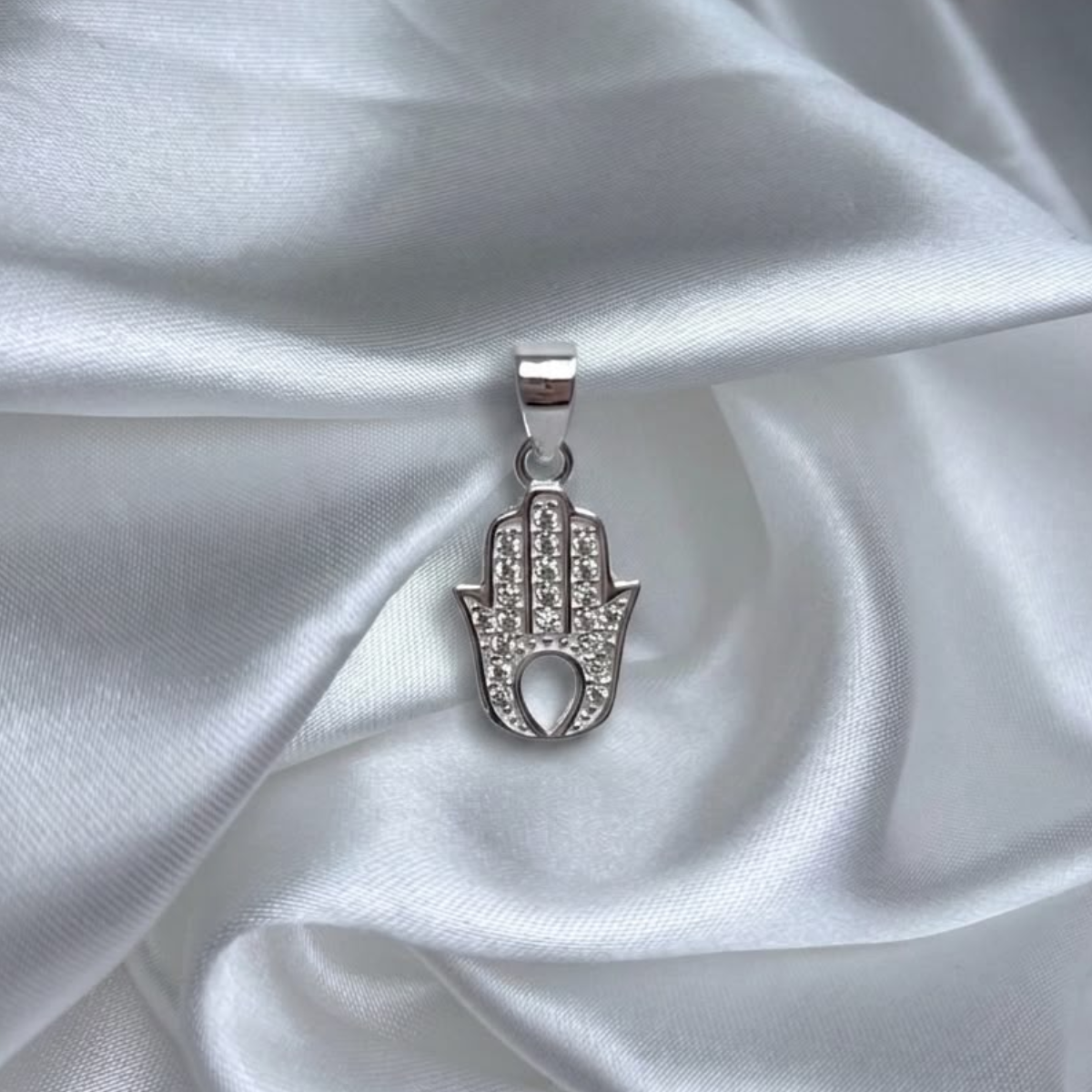DIJE HAMSA PLATA CIRCONES TAILANDES
