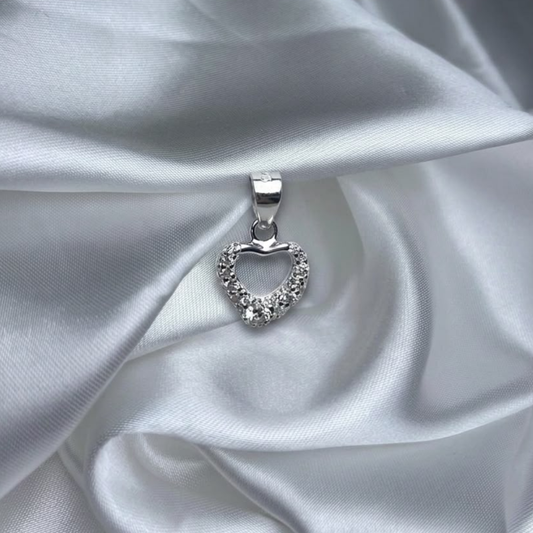DIJE CORAZON SILUETA PLATA CIRCONES TAILANDES