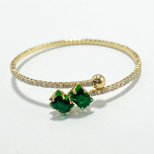 BRAZALETE CON PIEDRA VERDE Y CIRCONES