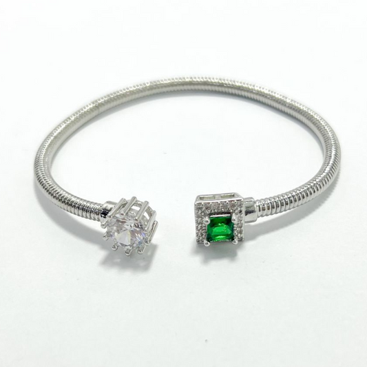BRAZALETE  PLATEADO CON CIRCONES