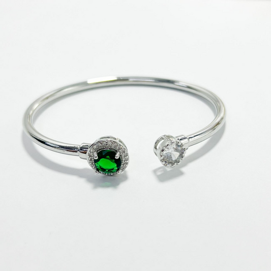 BRAZALETE PLATEADO CIRCÓN VERDE