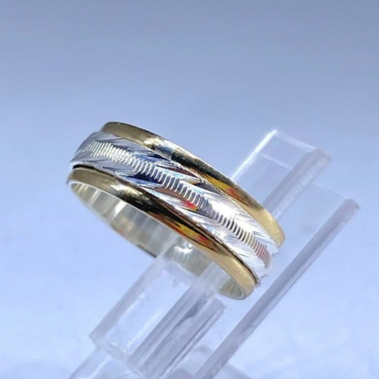 ARGOLLA ORO PLATA DIAMANTADA RANURADA