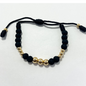 PULSERA TEJIDA ORO LAMINADO 18K BALIN 4 Y 6 MM