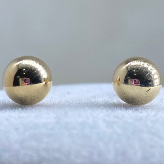 TOPOS DE CUÑA ORO LAMINADO 18K BALIN LISO 7MM