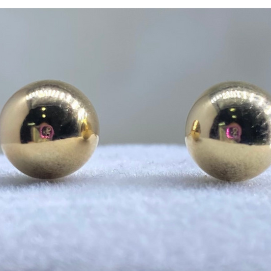 TOPOS DE CUÑA ORO LAMINADO 18K BALÍN LISO 8MM