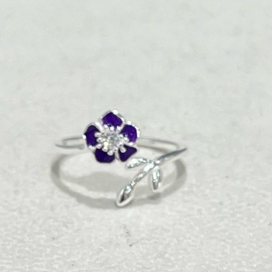 ANILLO FLOR PLATA LEY 925