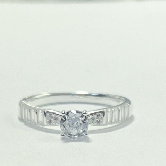 ANILLO SOLITARIO PLATA LEY 925