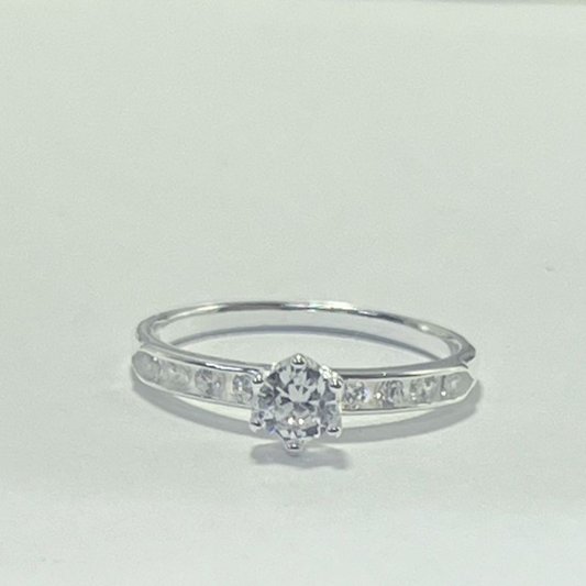 ANILLO SOLITARIO PLATA LEY 925