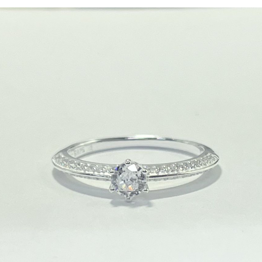 ANILLO SOLITARIO PLATA LEY 925