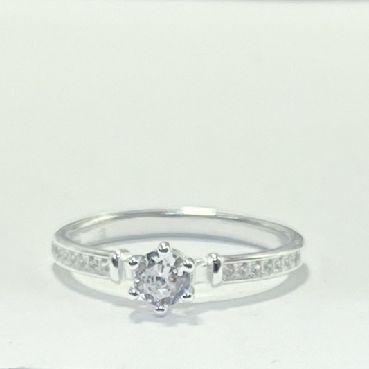 ANILLO SOLITARIO PLATA LEY 925