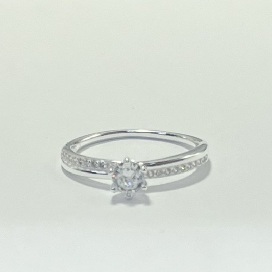 ANILLO SOLITARIO PLATA LEY 925