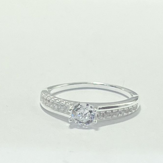 ANILLO SOLITARIO PLATA LEY 925