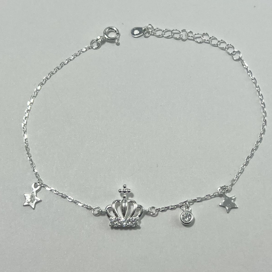 PULSERA CORONA ESTRELLA PLATA LEY 925